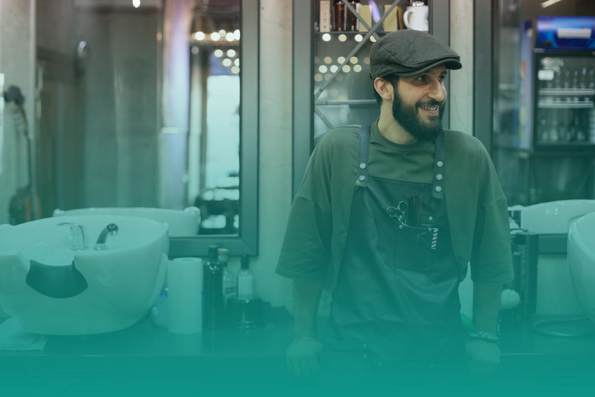 Professional hair salon and barbershop naming workspace with beauty industry elements