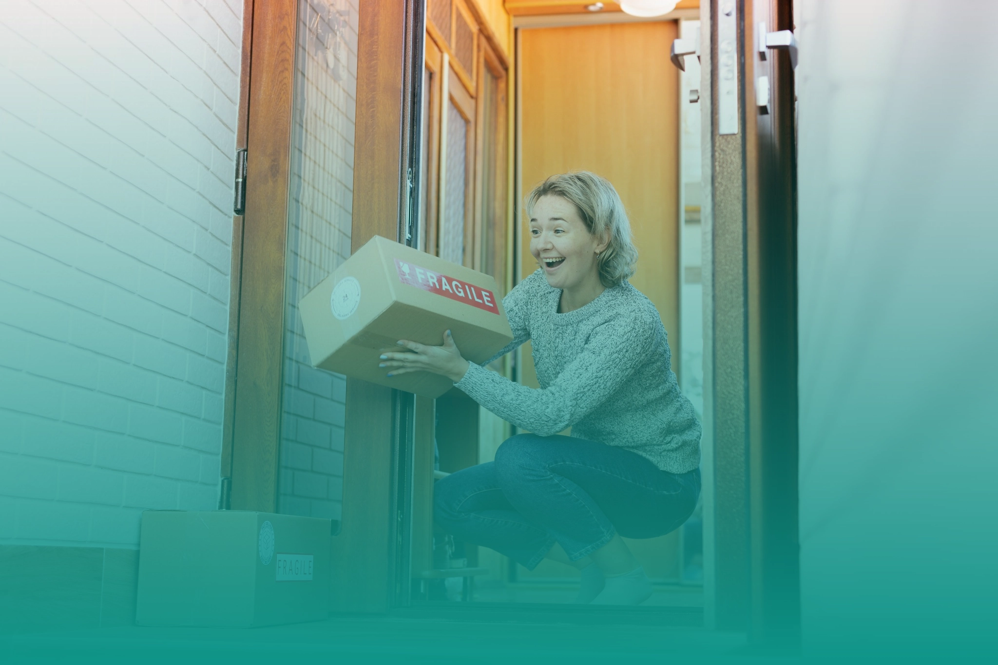 Professional moving company branding workspace with trucks and logistics elements