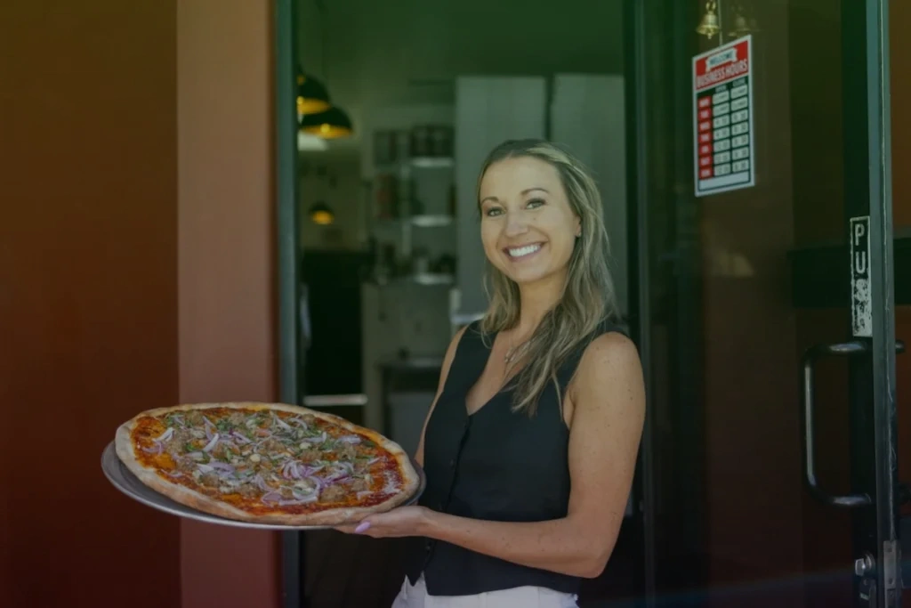 Professional pizza shop naming workspace with Italian culinary elements