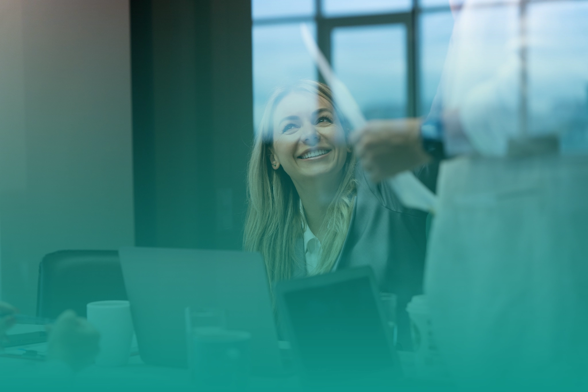 Professional recruitment and staffing agency workspace with HR branding elements