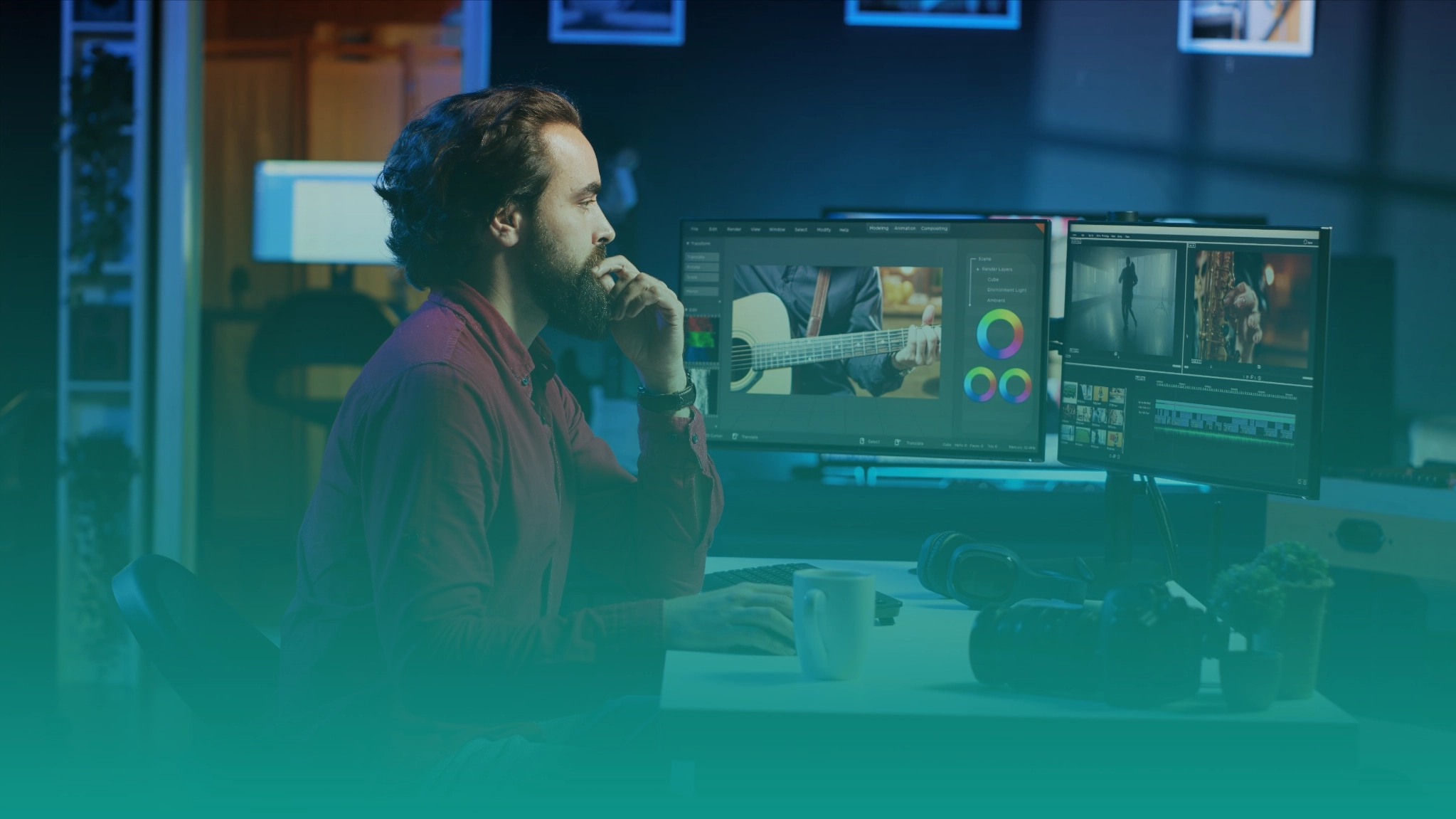 Professional streaming service brand naming workspace with entertainment elements